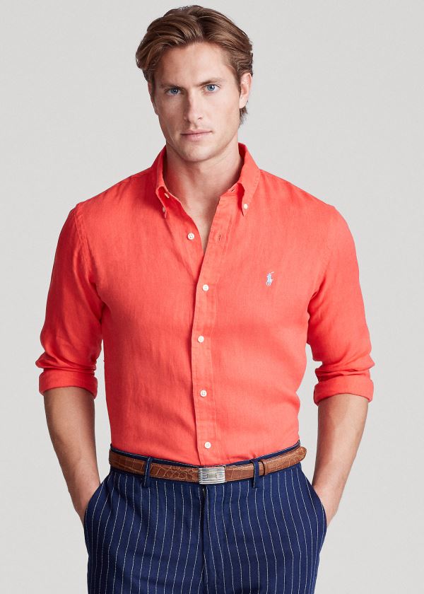 Camisa Polo Ralph Lauren Hombre Rojos - Lightweight Linen - WLRJS1675